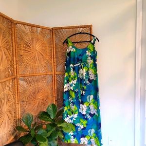 VNTG Hawaiian Barkcloth Dress Mod Floral